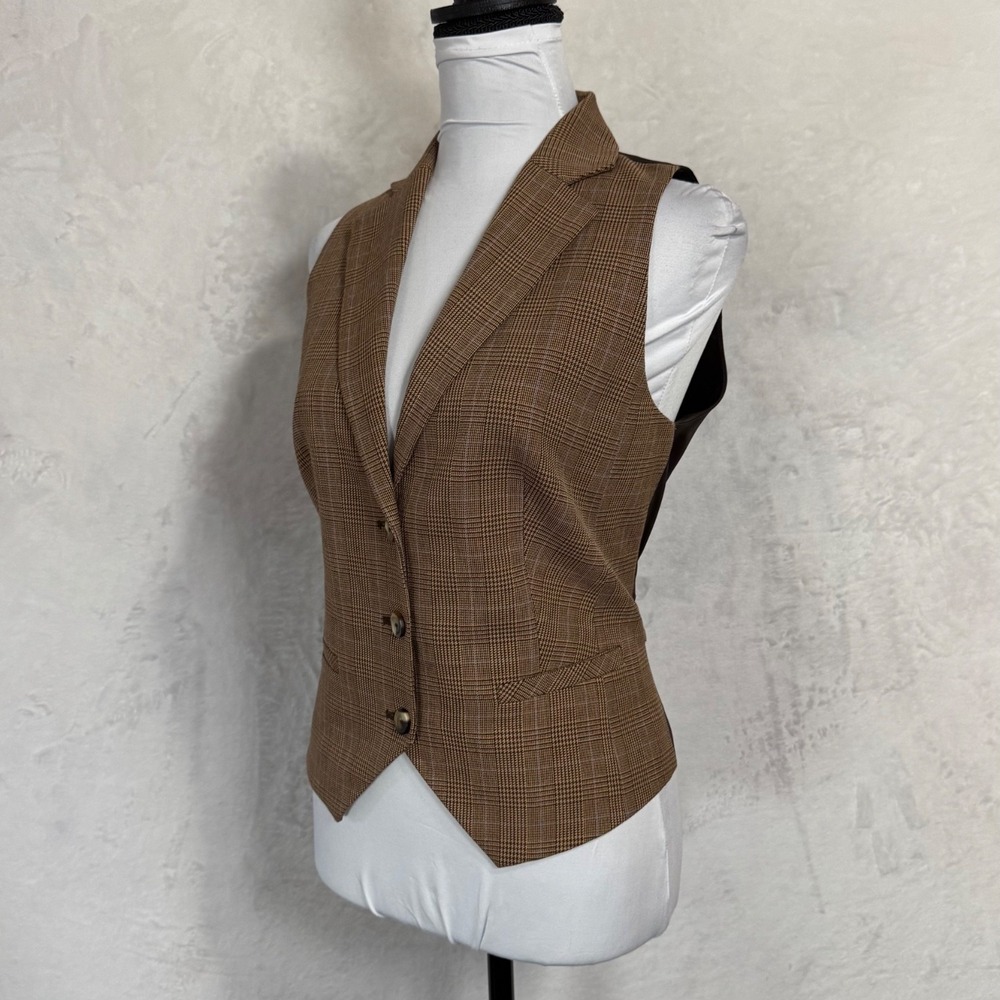 Liz Claiborne 90s Plaid‎ Vest Tailored Suit Waistcoat Size 6 Heritage Equestrian - Picture 6 of 15